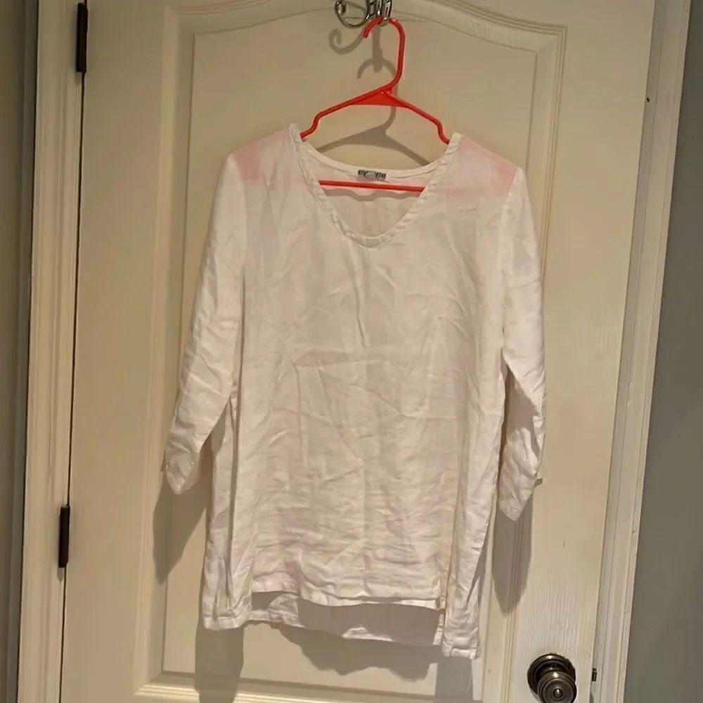 Russ Berens white linen tunic Size M